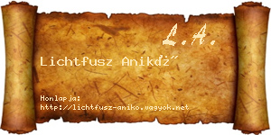 Lichtfusz Anikó névjegykártya